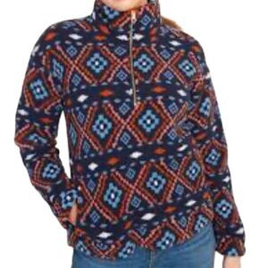 Old Navy Blue Plush Sherpa 1/4 Zip Pullover Fleece Sweatshirt Jacket Large Outdo